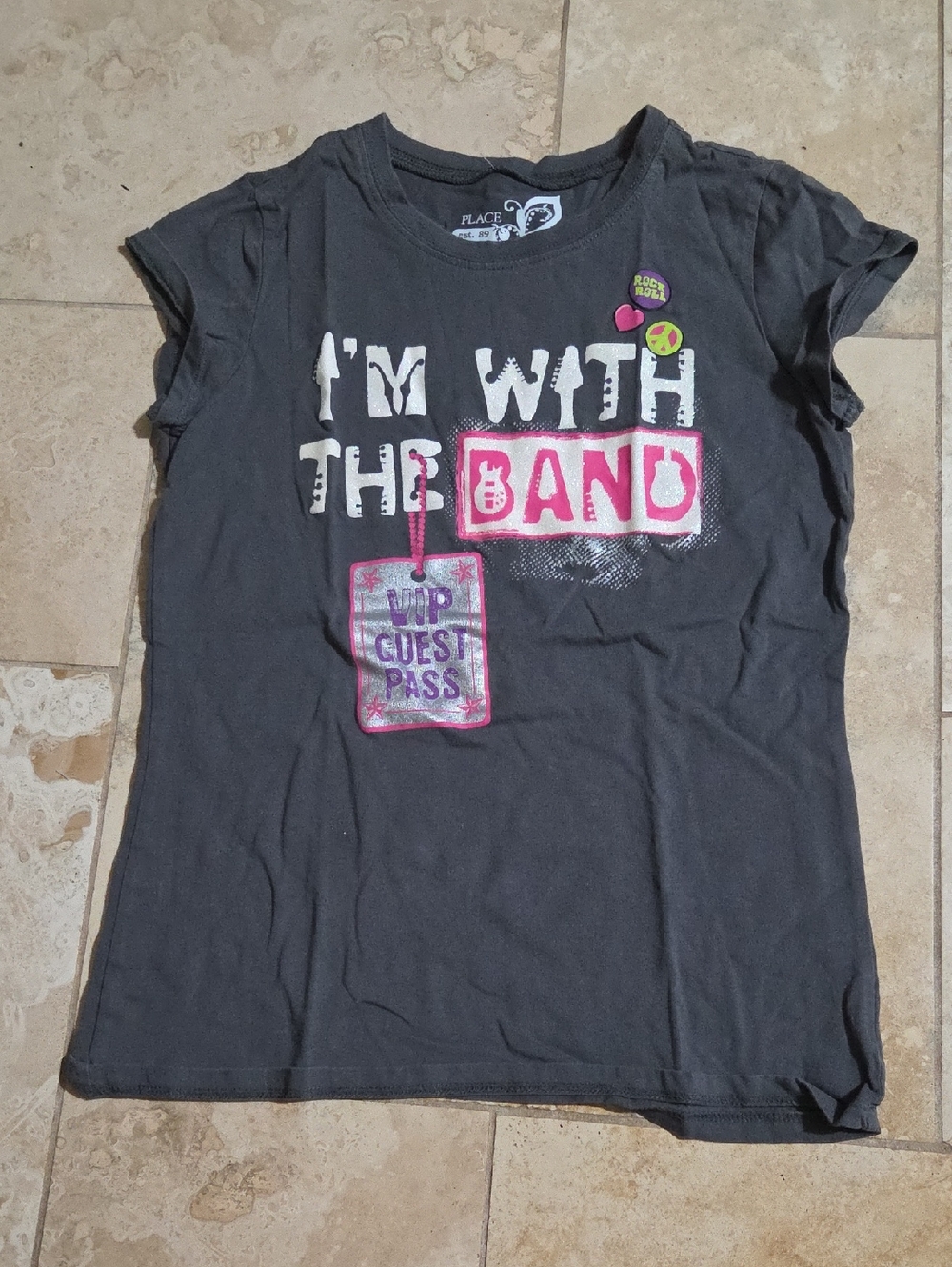 The Children’s Place Girls Size 10/12 Gray “I’m With the Band” Tee